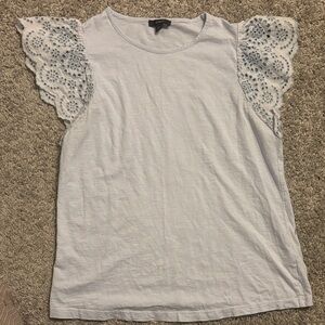 J. Crew White Top with Lace Sleeves